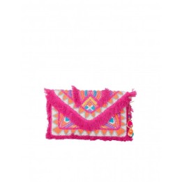 Bolso Boho Abalorios Fucsia