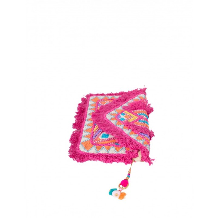 Bolso Boho Abalorios Fucsia