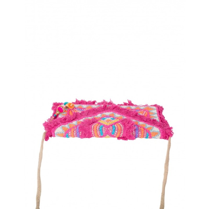 Bolso Boho Abalorios Fucsia
