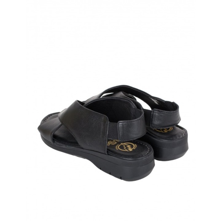 Sandalias Piel Tiras Cruzadas Negras PERA LIMONERA