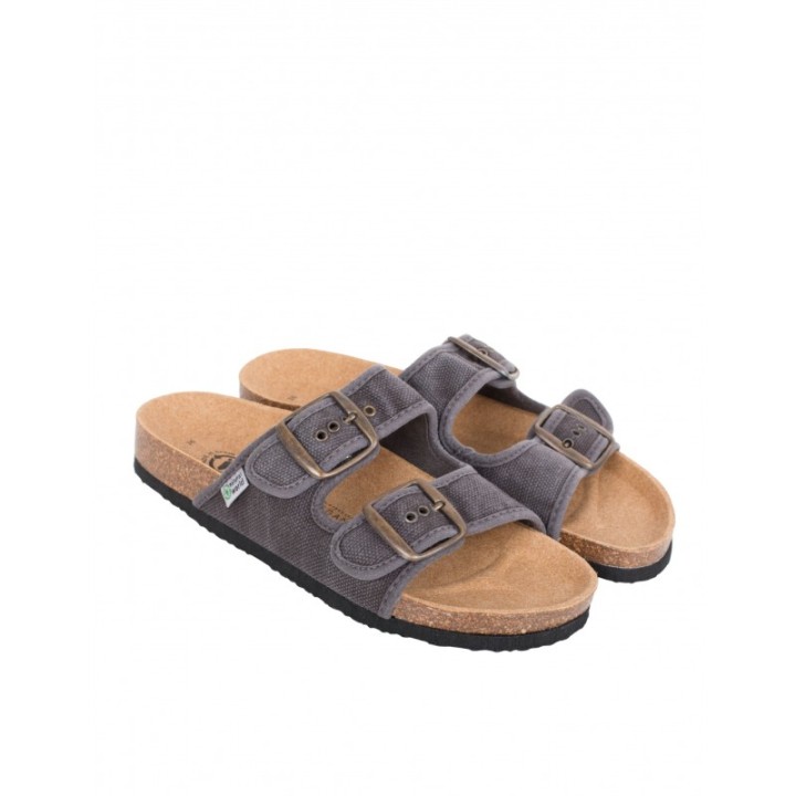 NATURAL WORLD Sandalias Bio Hebillas Lona Negras