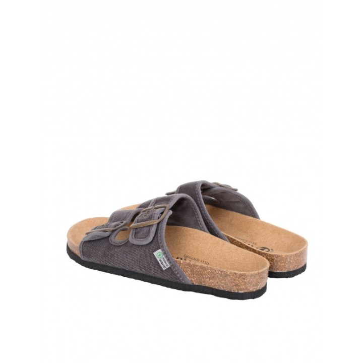 NATURAL WORLD Sandalias Bio Hebillas Lona Negras