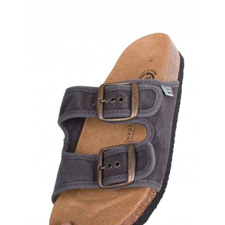 NATURAL WORLD Sandalias Bio Hebillas Lona Negras