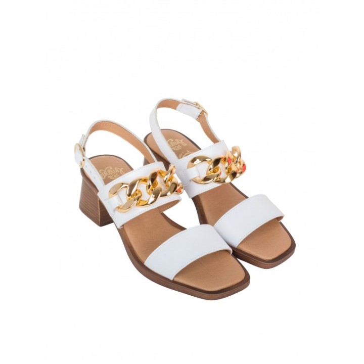 Sandalias Cadena Piel Blanca PERA LIMONERA
