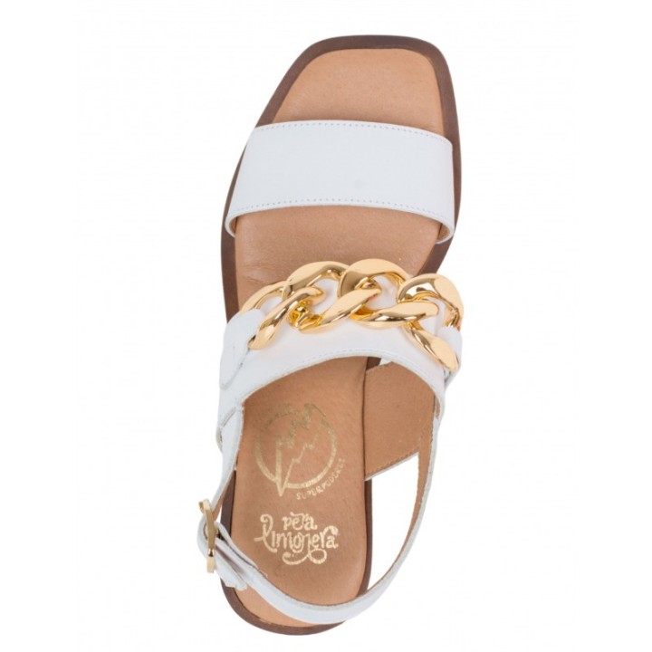Sandalias Cadena Piel Blanca PERA LIMONERA
