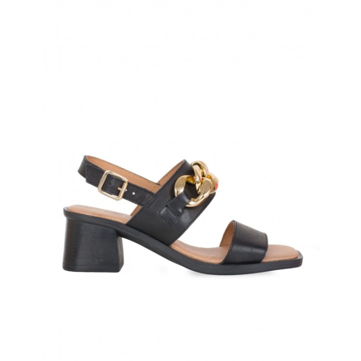 Sandalias Cadena Piel Negra PERA LIMONERA