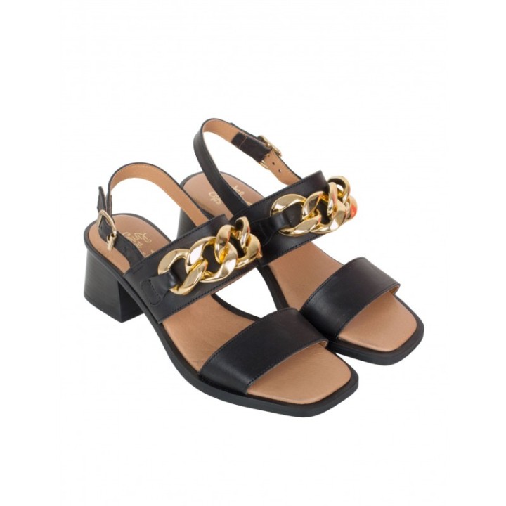 Sandalias Cadena Piel Negra PERA LIMONERA