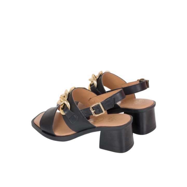 Sandalias Cadena Piel Negra PERA LIMONERA