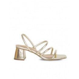 Sandalias Doradas Tacon Cuadrado
