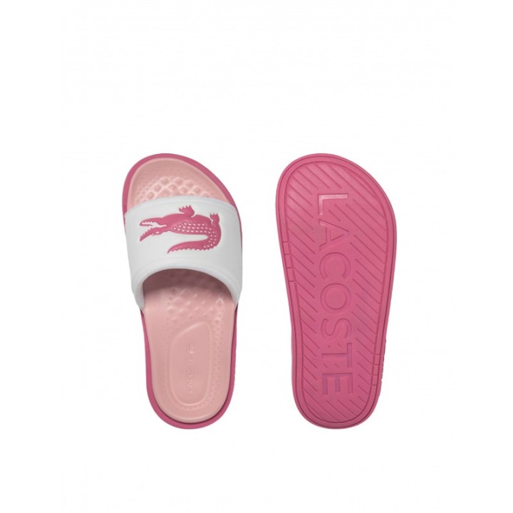LACOSTE Chanclas Blancas Logo Rosa