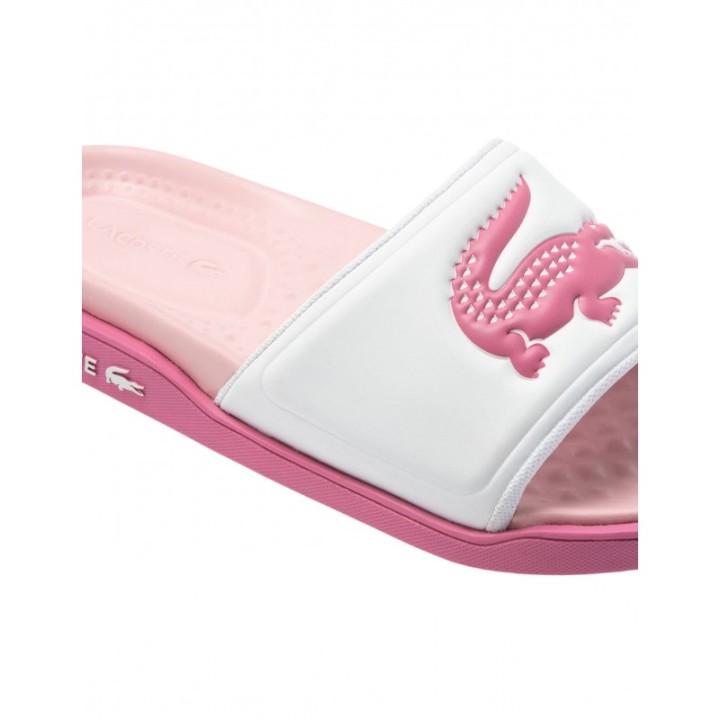 LACOSTE Chanclas Blancas Logo Rosa