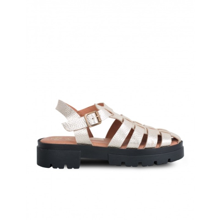 Sandalias Cangrejeras Suela Dentada Doradas