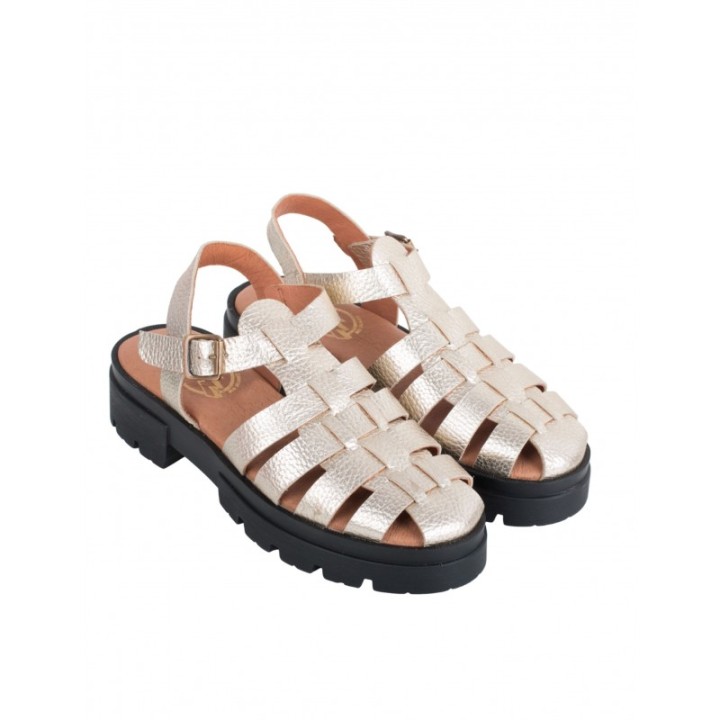 Sandalias Cangrejeras Suela Dentada Doradas