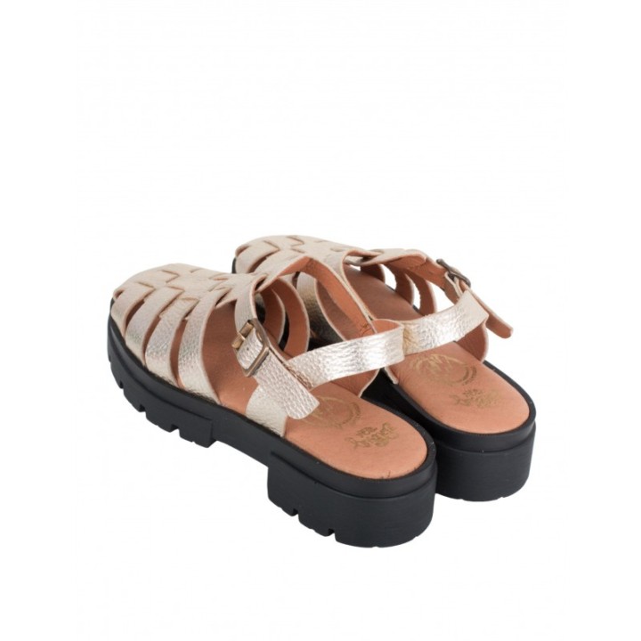 Sandalias Cangrejeras Suela Dentada Doradas
