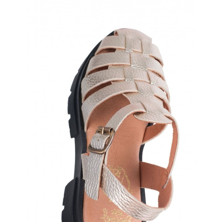 Sandalias Cangrejeras Suela Dentada Doradas