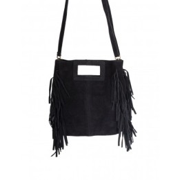 Bolso Flecos Serraje Negro