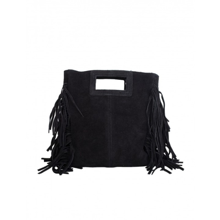 Bolso Flecos Serraje Negro