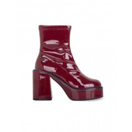 Botines Tacon Bloque Charol Burdeos MUSTANG