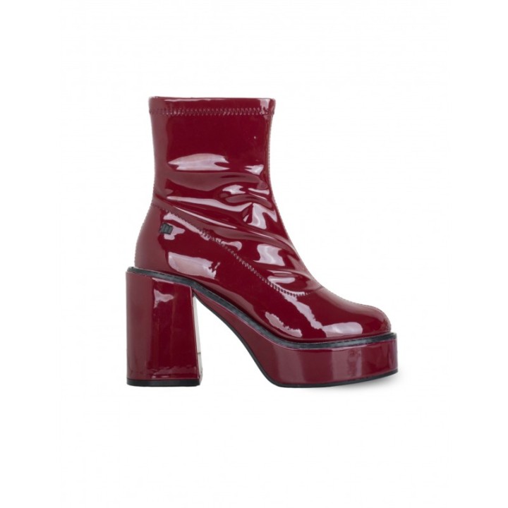 Botines Tacon Bloque Charol Burdeos MUSTANG