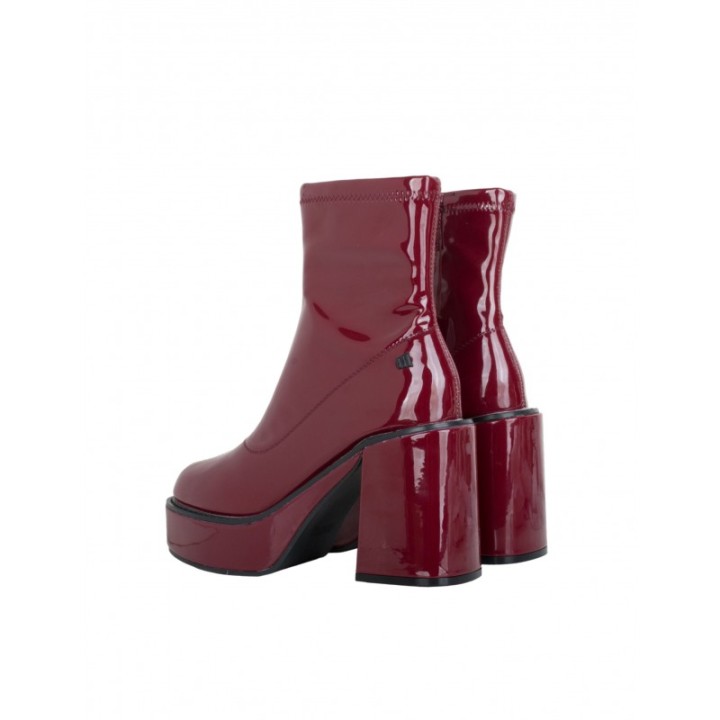 Botines Tacon Bloque Charol Burdeos MUSTANG