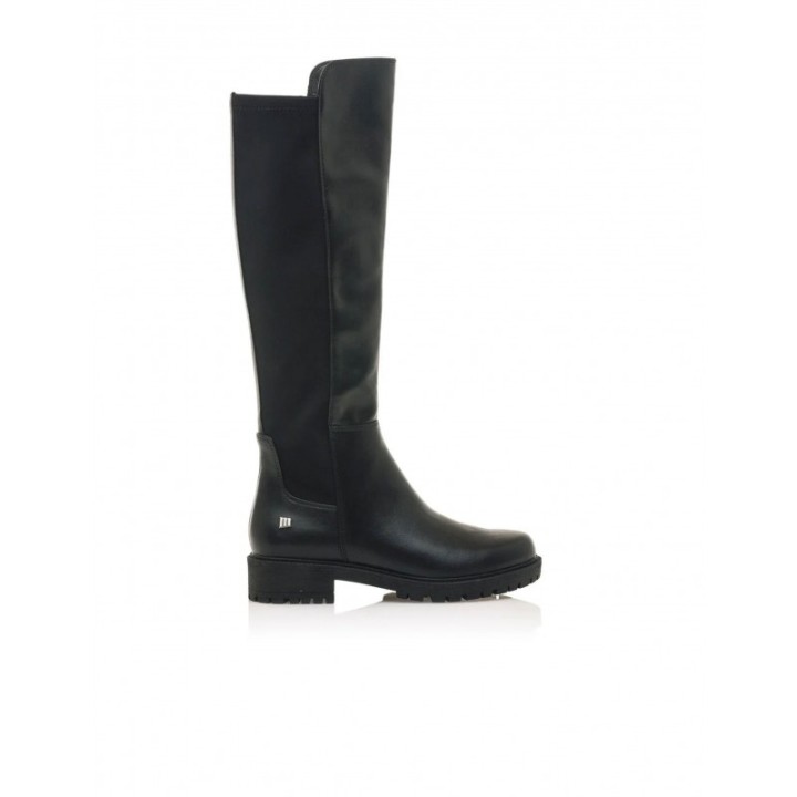 MUSTANG Botas Altas Planas Negras