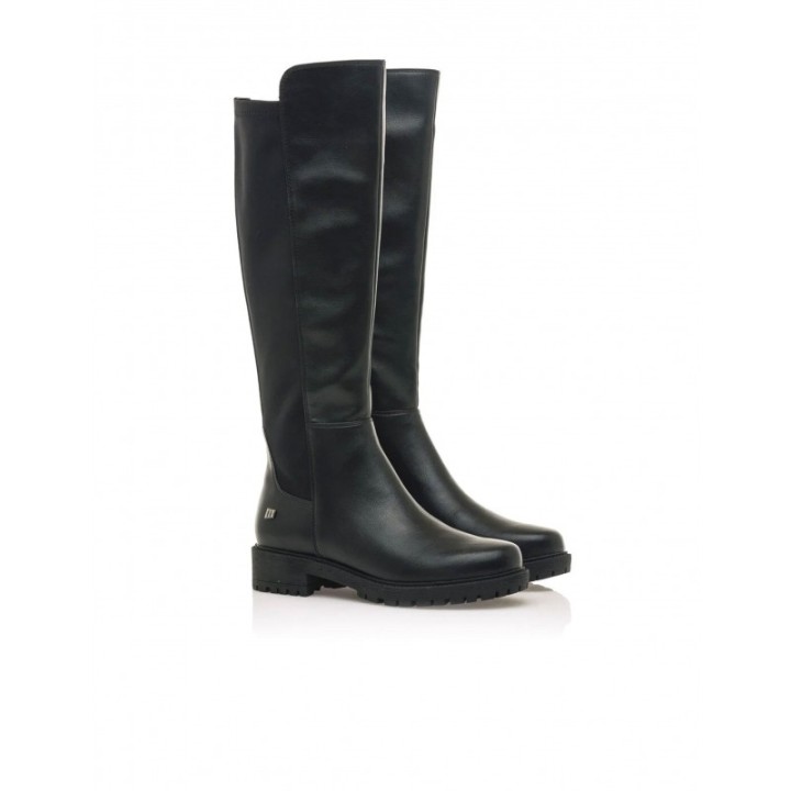 MUSTANG Botas Altas Planas Negras