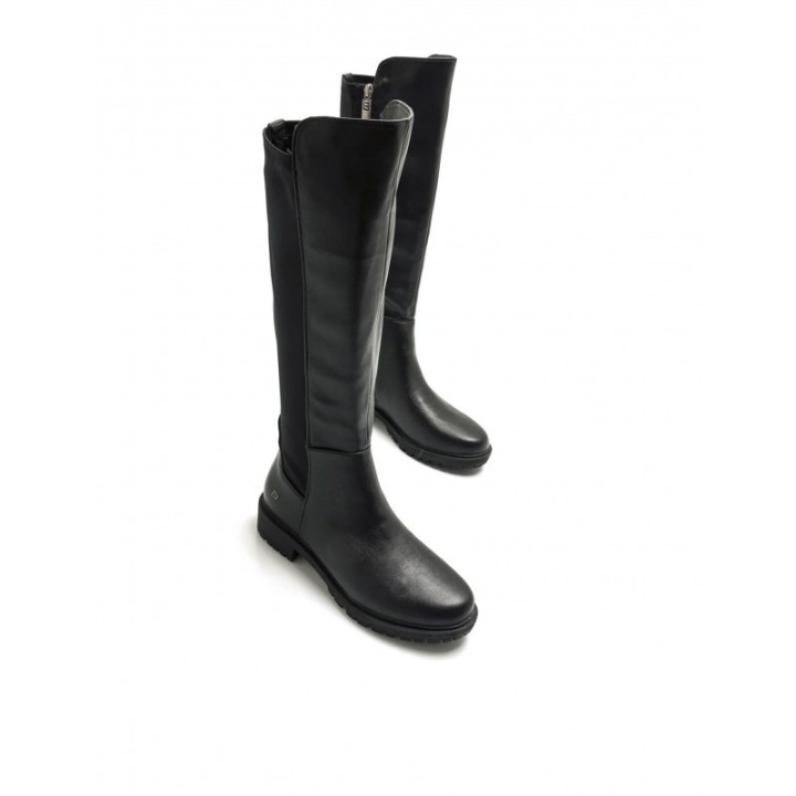 MUSTANG Botas Altas Planas Negras