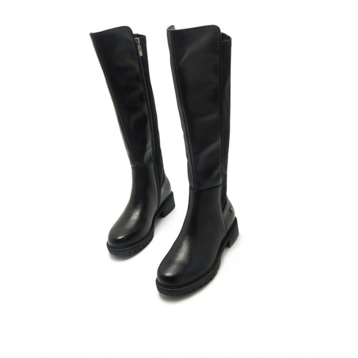 MUSTANG Botas Altas Planas Negras