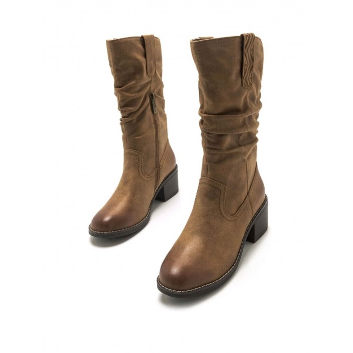 MUSTANG Botas Cana Arrugada Cuero