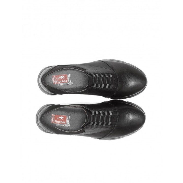 FLUCHOS Zapatos Cordones Elasticos Negros