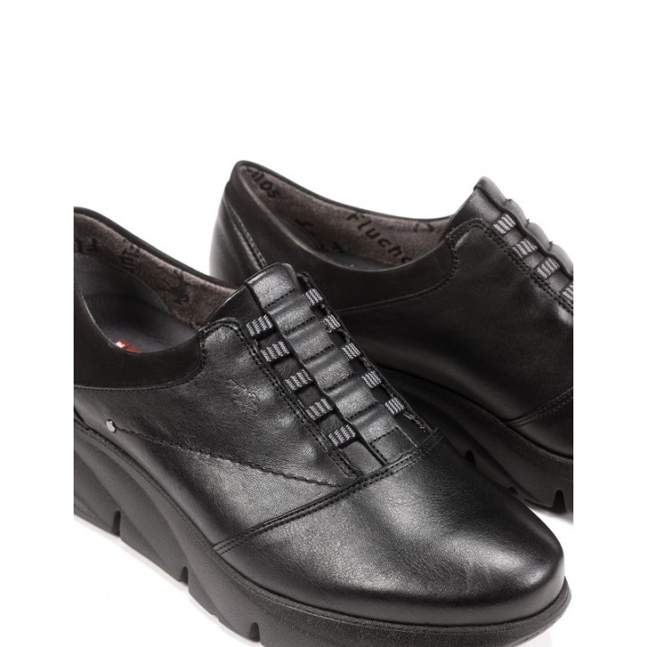 FLUCHOS Zapatos Cordones Elasticos Negros