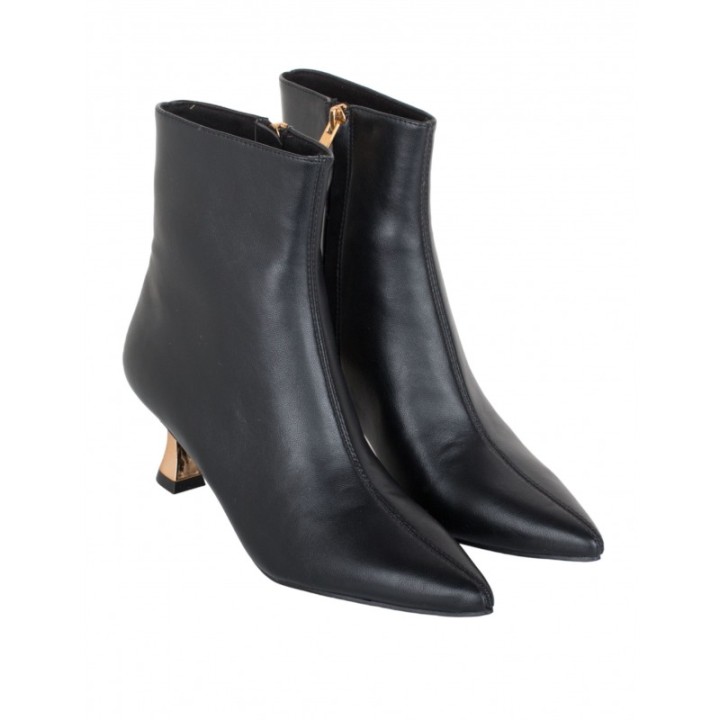 Botines Fiesta Negros Tacon Dorado