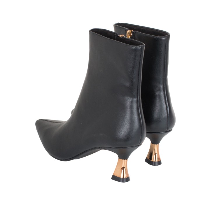 Botines Fiesta Negros Tacon Dorado