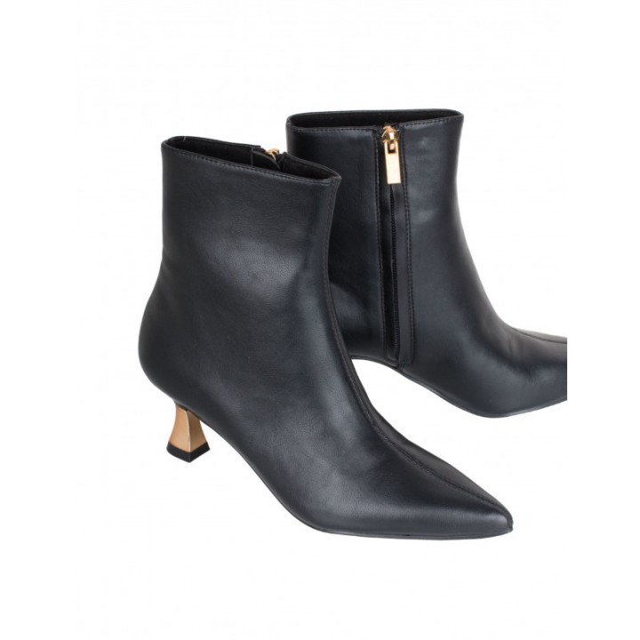 Botines Fiesta Negros Tacon Dorado
