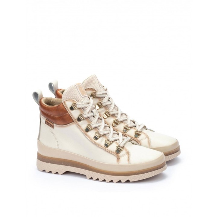 PIKOLINOS Botines Casual Cordones Mujer Beige