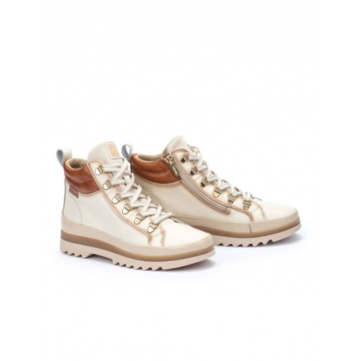PIKOLINOS Botines Casual Cordones Mujer Beige