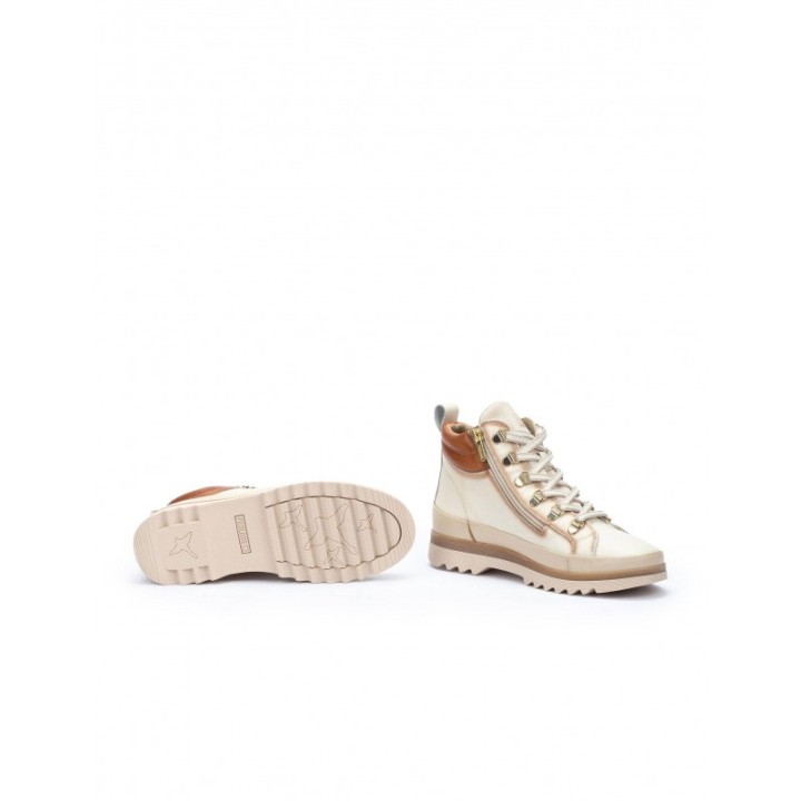 PIKOLINOS Botines Casual Cordones Mujer Beige