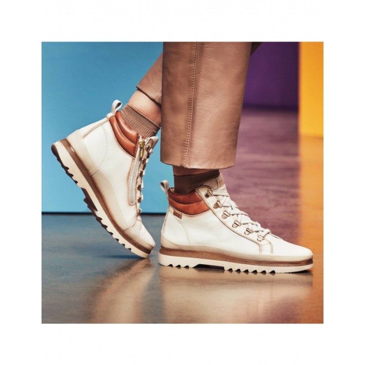 PIKOLINOS Botines Casual Cordones Mujer Beige