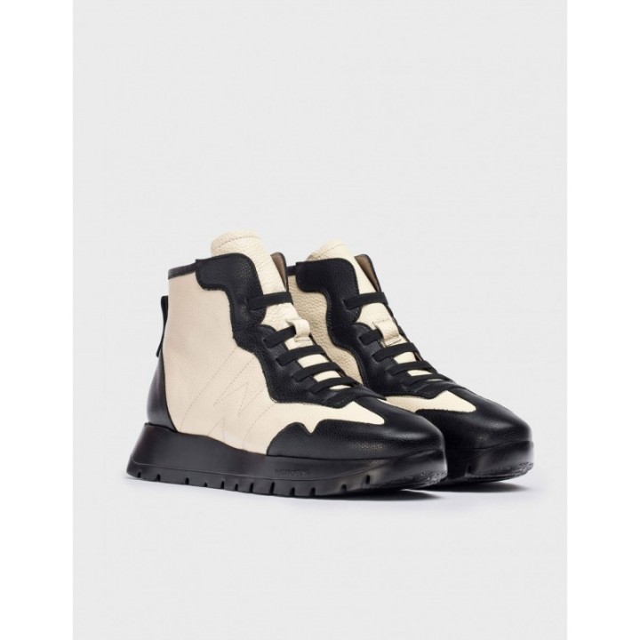 WONDERS Botines Cordones Elasticos Crema