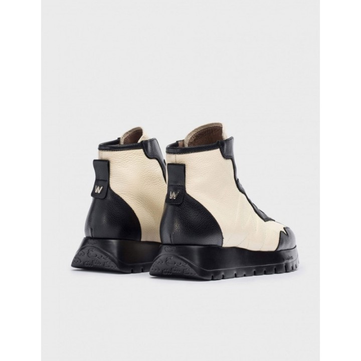 WONDERS Botines Cordones Elasticos Crema
