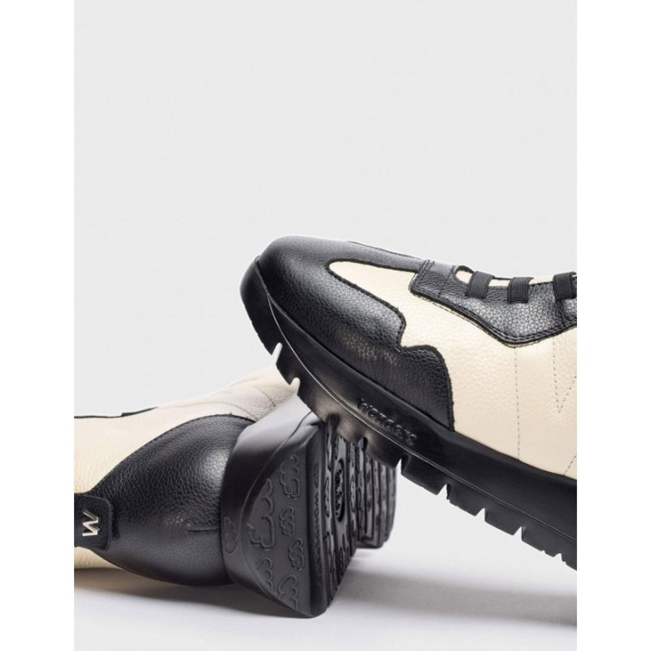 WONDERS Botines Cordones Elasticos Crema