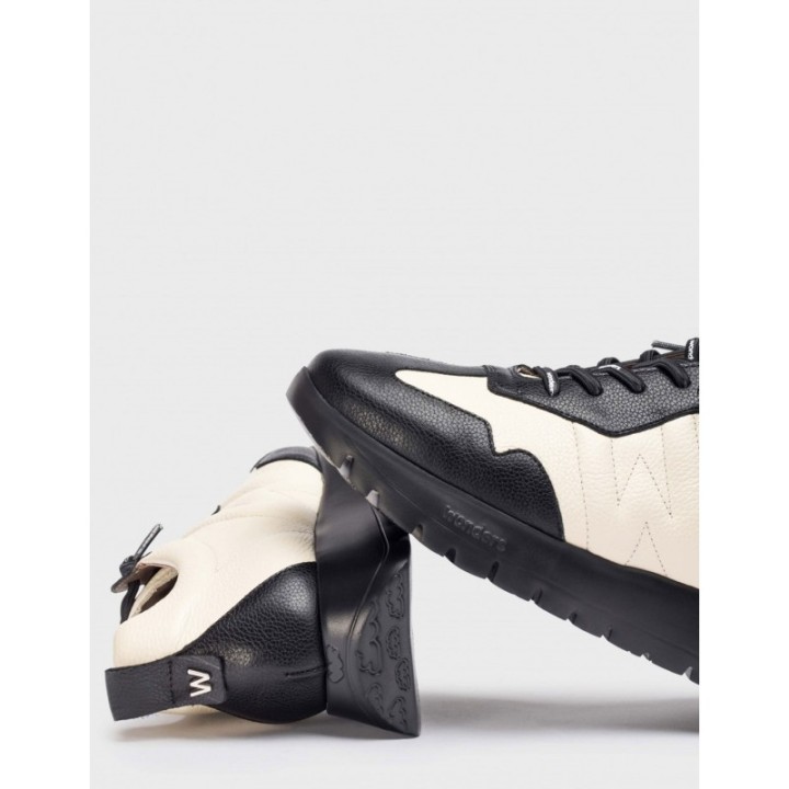 WONDERS Zapatillas Vestir Cordones Elasticos Crema