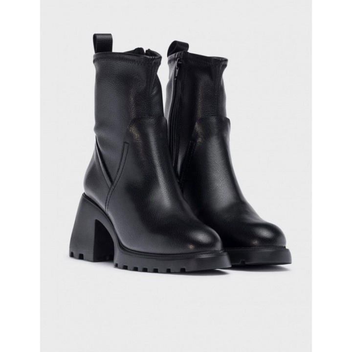 WONDERS Botines Tacon Ancho Plataforma Negros