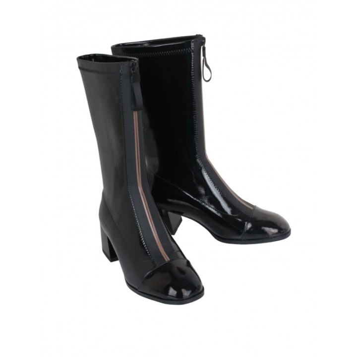 Botas Vestir Charol Cremallera Negras