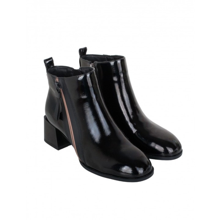 Botines Vestir Charol Cremallera Negros