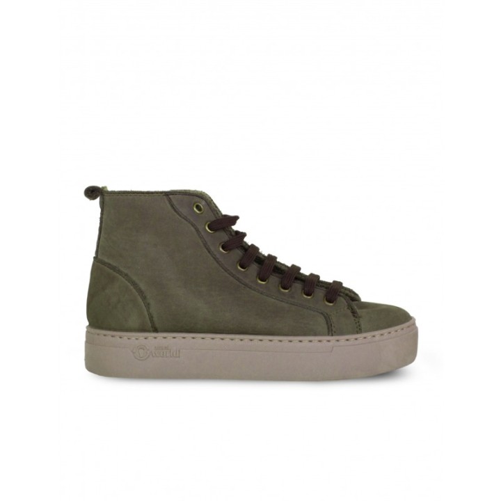 Botines Cordones Plataforma Verdes NATURAL WORLD