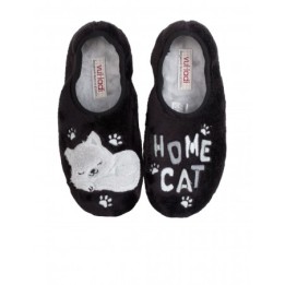 Zapatillas Casa Cerradas Gato Negras VULLADI