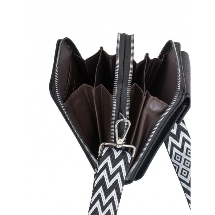 Minibolso Negro Bandolera Estampada