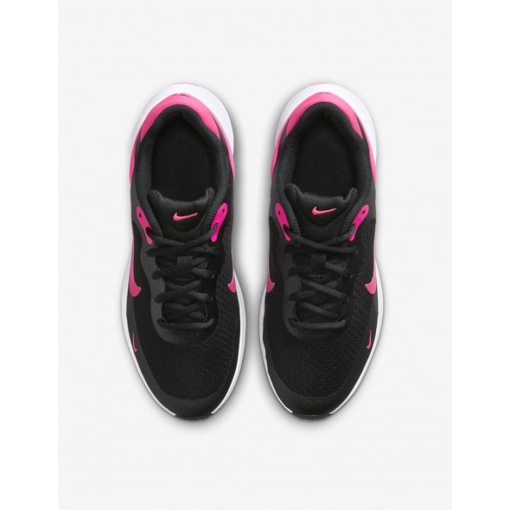 NIKE Revolution 6 Negras Logo Fucsia