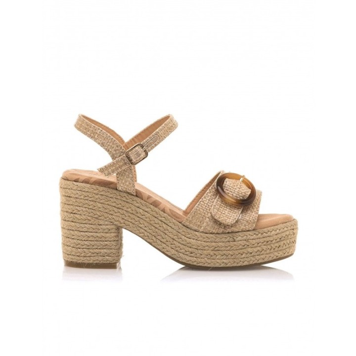 Sandalias Esparto Tacon Natural MUSTANG